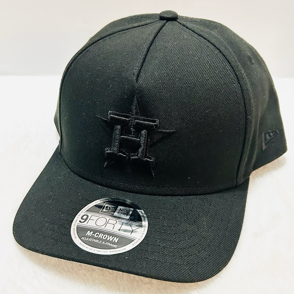New Era Houston Astros M-Crown Black 9FORTY Hat Cap‎ Adjustable Snapback MLB